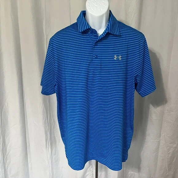 Under Armour Men's lot of 4 multicolored detailed HeatGear golf polo shirts L - Picture 2 of 10